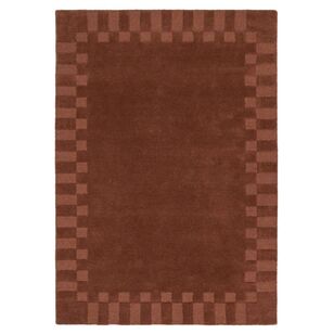 Spotlight Rugs Loopsie Ostiense Checked Border Wool Rug Terracotta Terracotta 300 x ...