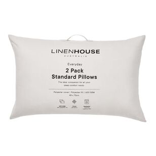 Linen House Every Day 2 Pack Standard Pillows White Standard