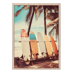 Impact Posters Surfboards On Beach Framed Print Multicoloured 60 x 80 cm