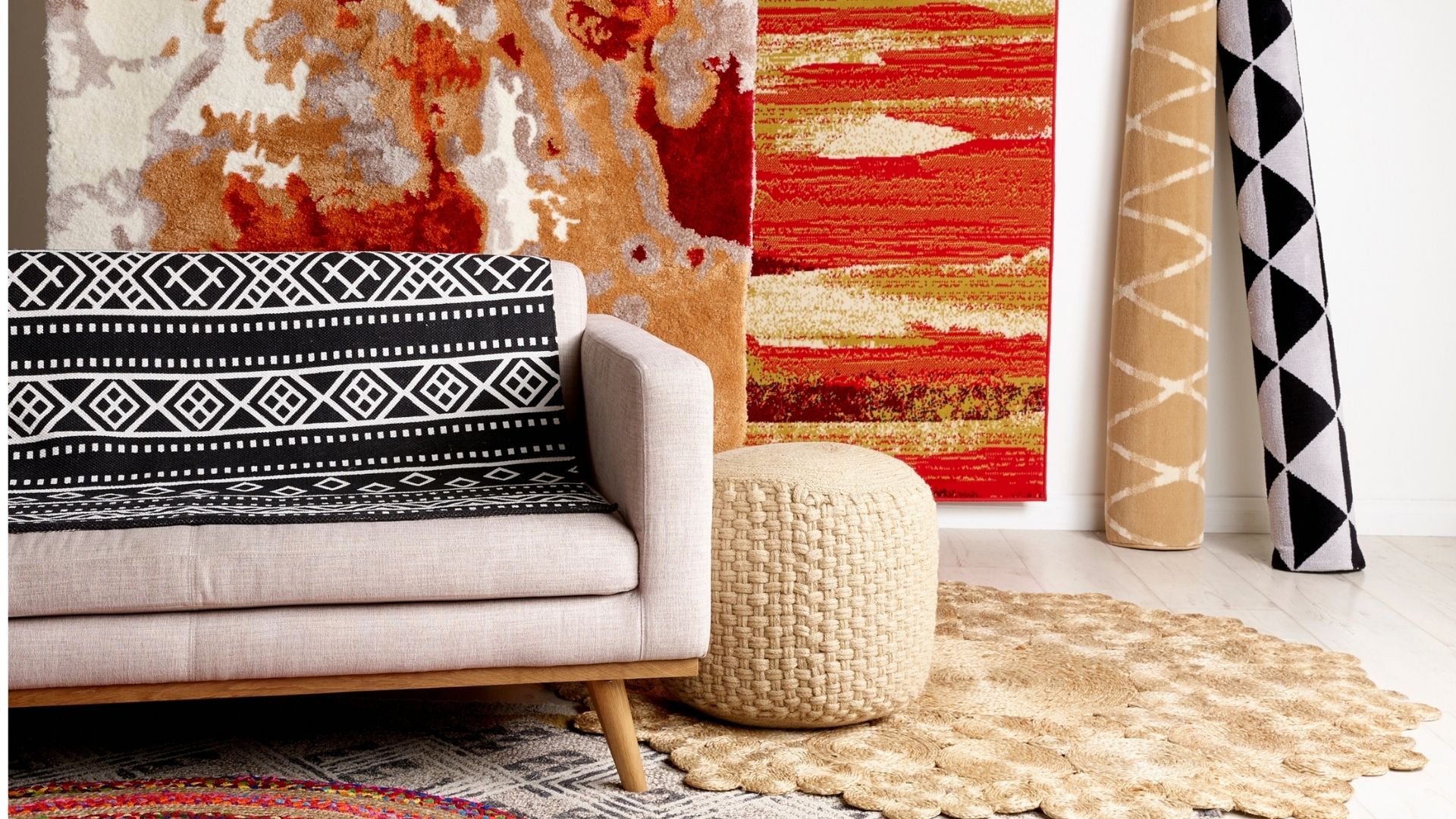 Assortment of modern patterned rugs