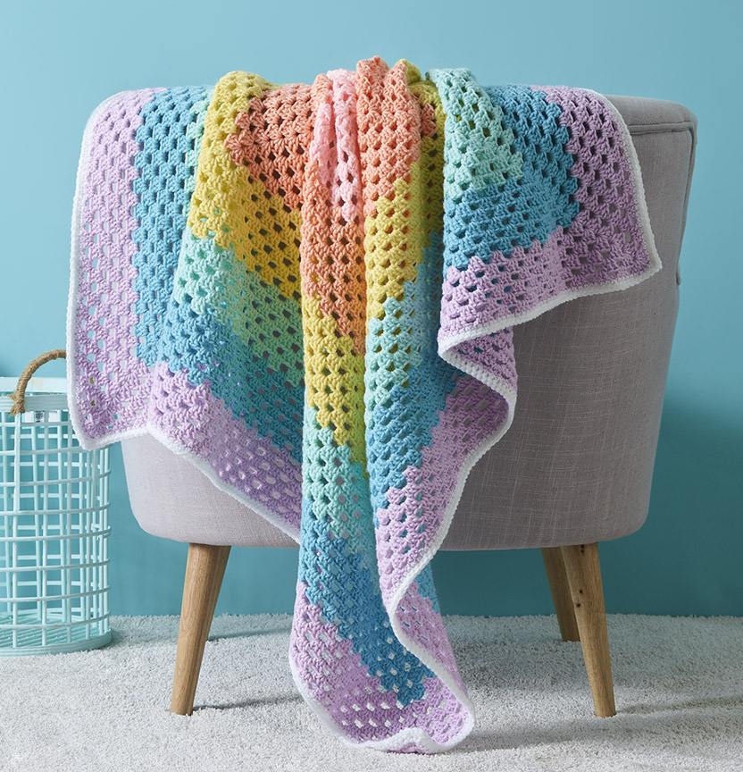 Spot Saver Rainbow Crochet Square Blanket Project