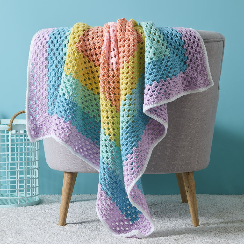 Spot Saver Rainbow Crochet Square Blanket Project