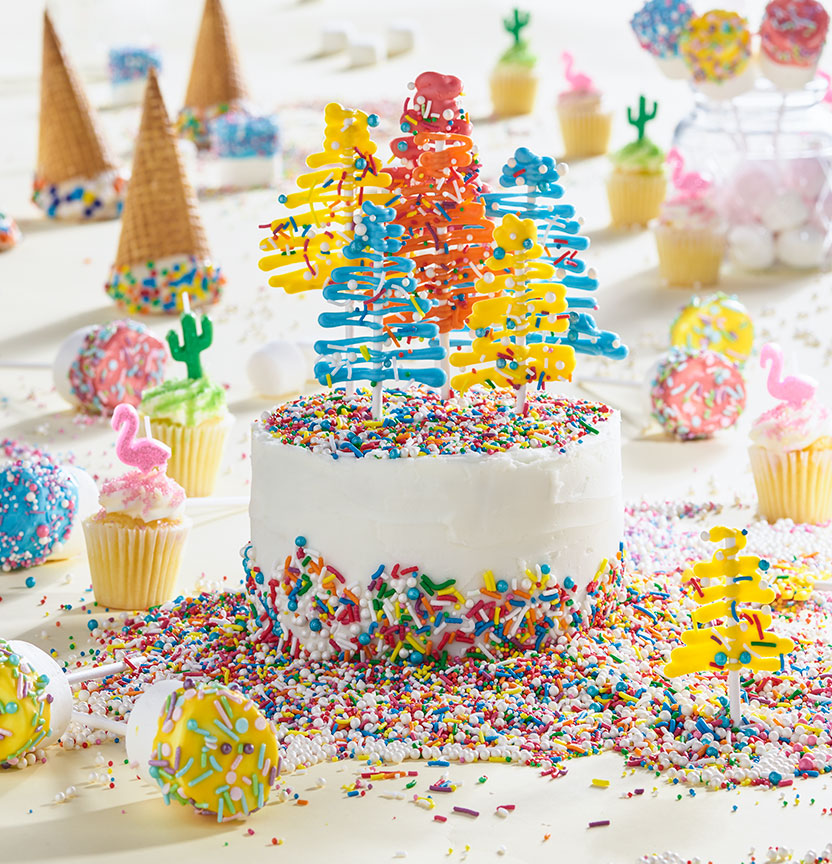 Sprinkle and Candy Melt Cake Project