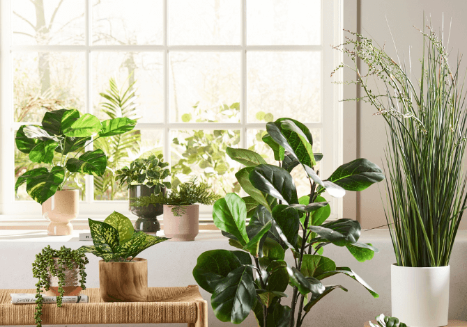 Styling a room with faux greenery and artificial plants