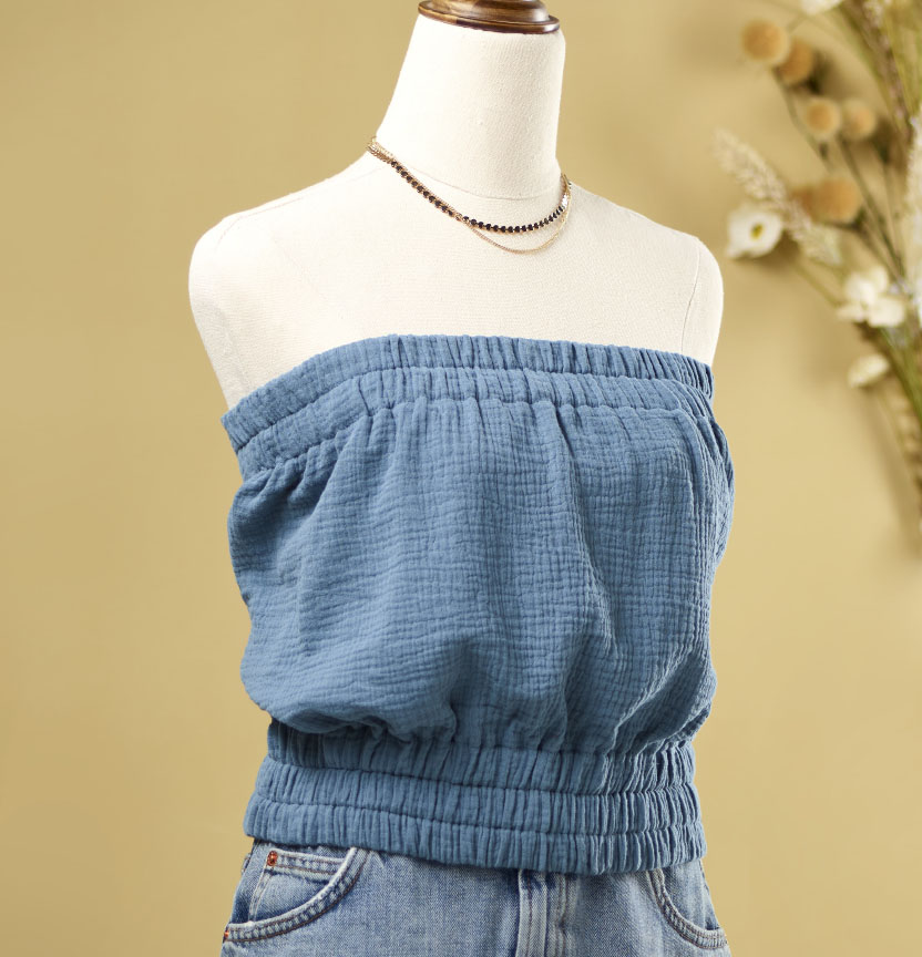 Textured Cotton Gathered Bandeau Top Project