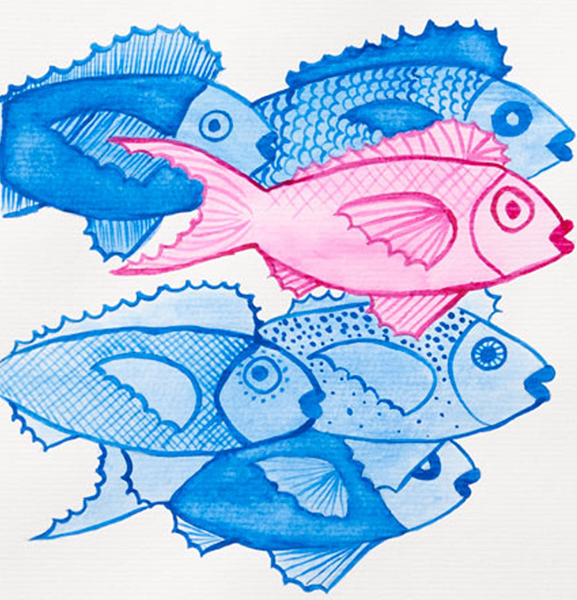 Watercolour School Of Fish Project