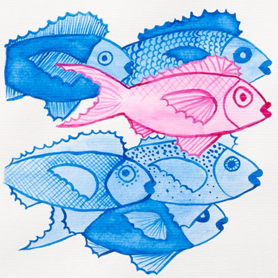 Watercolour School Of Fish Project