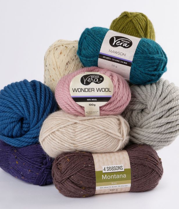 Moda Vera Mawson, Moda Vera Wonder Wool & 4 Seasons Montana Wool Blend Yarns